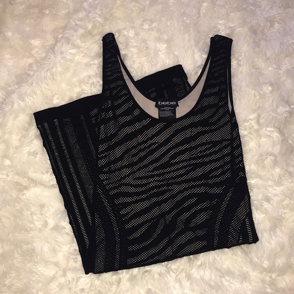 Bebe mini ripped pattern dress